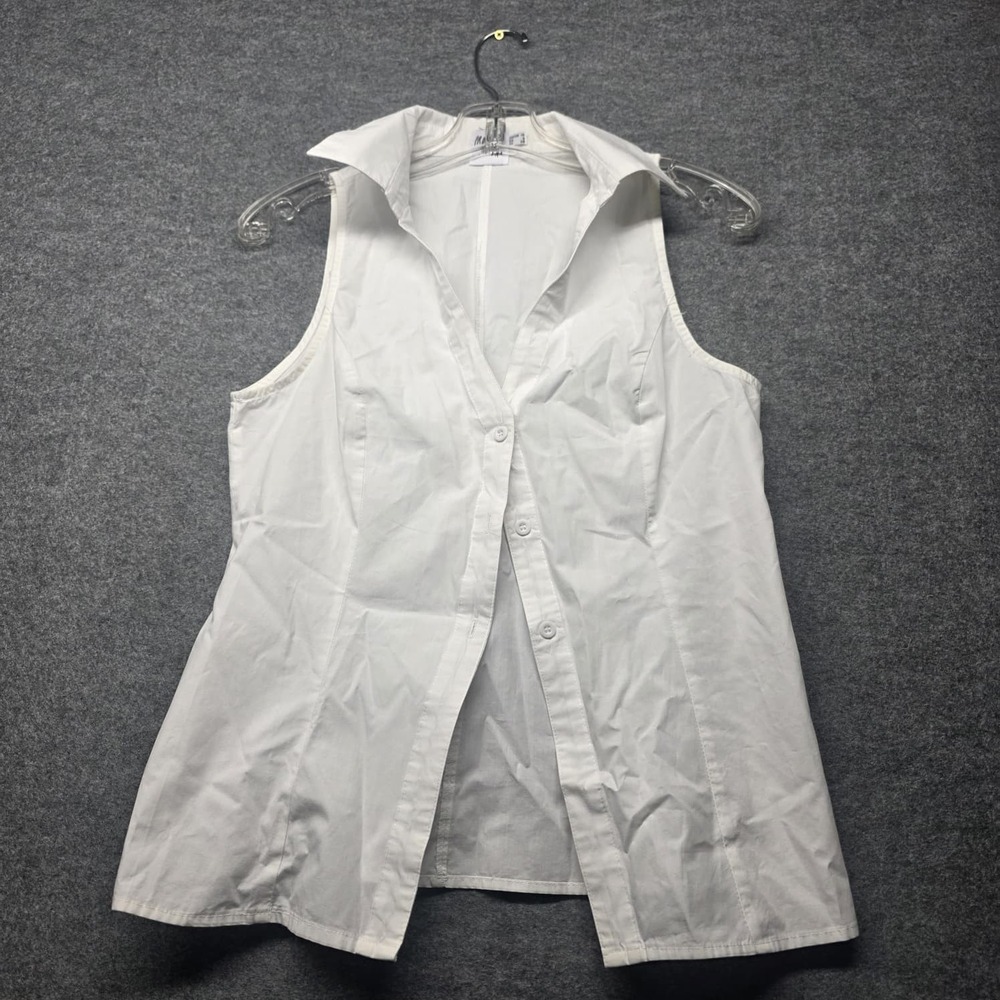 Princess Polly White Cotton Button Front Sleeveless Long Vest Women's M US 6
